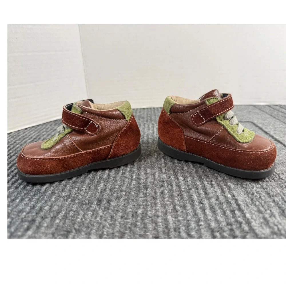 See Kai Run Kids Brown Leather Suede High Top Sneakers Size 3 Hook Loop Strap